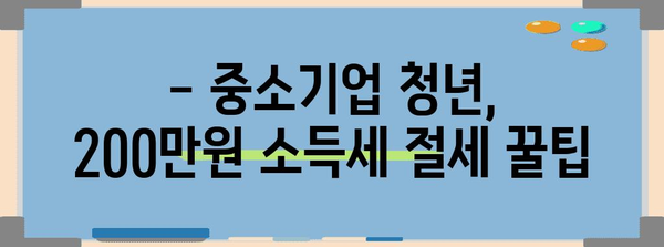 200만원 소득세 꼭 챙기는 법 | 중소기업 청년 세금 절감 가이드