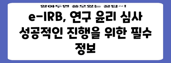 연구 윤리 심사 신청 e-IRB 가이드