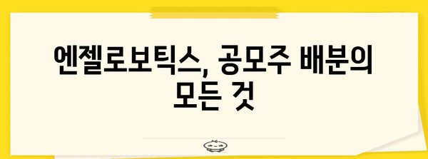 엔젤로보틱스 공모주 배분 방법과 투자 가치 탐색