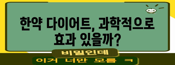 한약 다이어트 실효성 과학적 검증 | 증거와 결과 분석