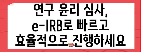 연구 윤리 심사 신청 e-IRB 가이드