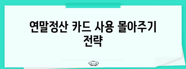 연말정산 카드 사용 몰아주기 전략| 최대 환급 혜택 받는 방법 | 카드사별 혜택 비교, 소득공제 최대화, 절세 팁