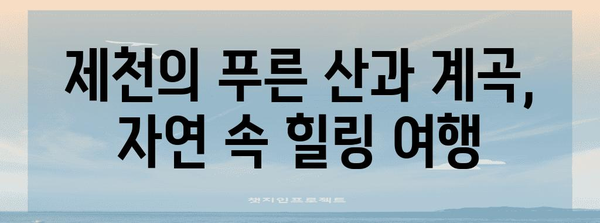 충북 탐험 | 여름 여행의 숨겨진 보석, 충주와 제천