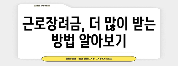 근로장려금 수령 금액 최대화 팁