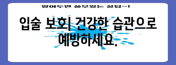 입술 부르틈 완벽 가이드 | 원인, 해결책, 건강한 관리 방법