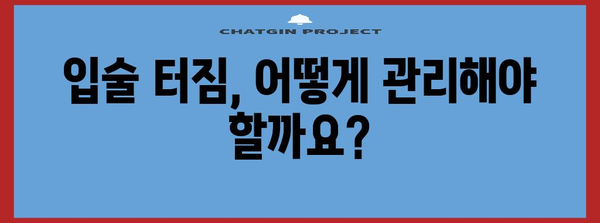 입술 터짐 해결책 | 원인, 치료, 예방