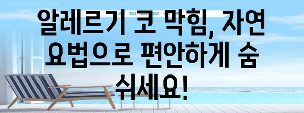 핵심 키워드 | 알레르기, 코 막힘, 자연 요법