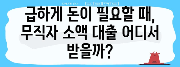 무직자 소액 대출 | 당일 승인 가능한 곳 비교 분석