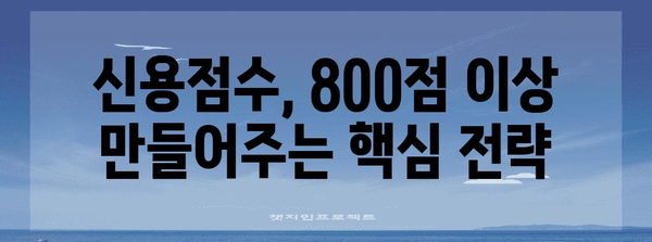 신용점수 극대화 | 800점 이상 달성 가능한 전략