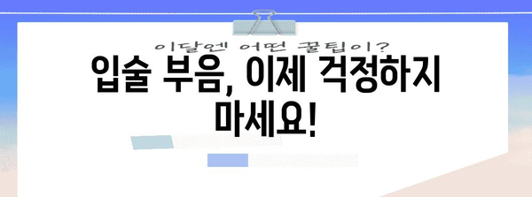 두려움 없는 미소 | 입술 부음 대처법